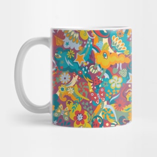 1970s Disco Psychedelia pattern - orange, turquoise, teal and plum by Cecca Designs Mug